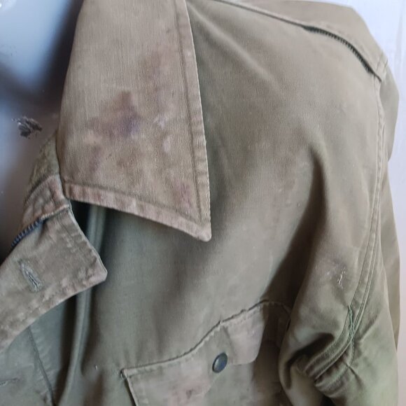 Large Vintage Men's Deck Jacket 60s 70s Vietnam A2 Navy Stenciled Distress - Picture 8 of 16